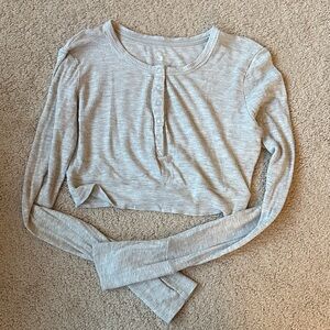 Light Gray Button-Up Crop Top